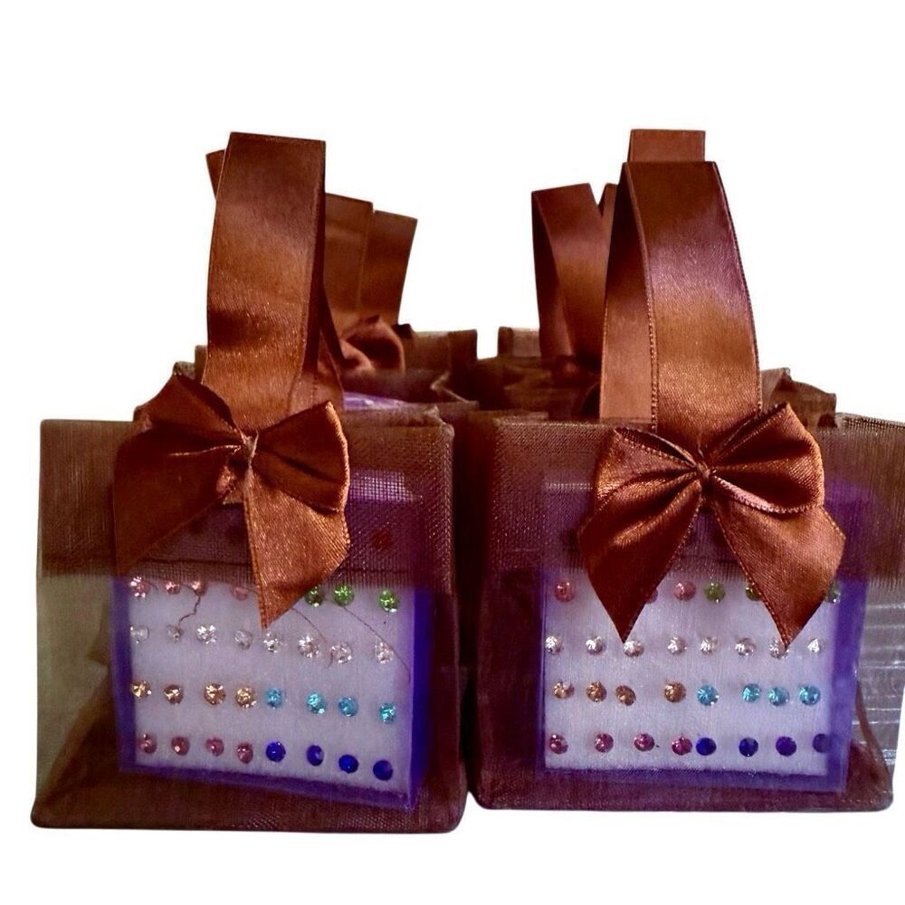 8 Party Favors –  Rainbow Stud Earrings Set in Gift Boxes & Organza Bags